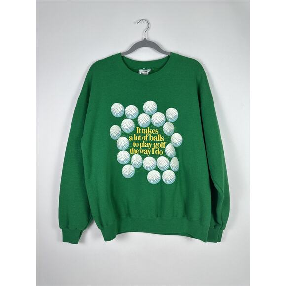 Vintage Lee “It Takes A Lot Of Balls To Play Golf The Way I Do” Crewneck Sz L - Picture 1 of 16